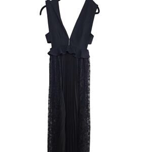 French Connection Black Sleeveless Pleated Maxi Dress Size 4